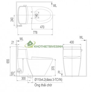 Bồn Cầu INAX AC-918VRN-1 Aqua Ceramic 1 Khối