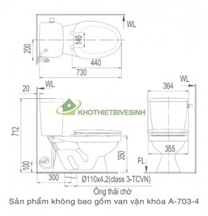 Bồn Cầu 2 Khối Inax C-117VA Xả Gạt