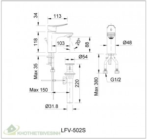 Vòi Rửa Mặt Lavabo Inax LFV-502S Nóng Lạnh