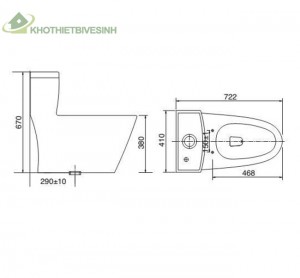 Bồn Cầu Viglacera 1 Khối V62 Xả Nhấn