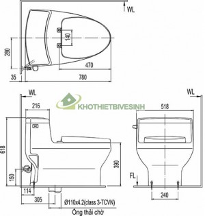 Bồn cầu 1 khối cao cấp INAX AC-4005VN