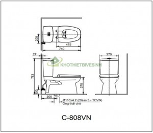 Bồn Cầu 2 Khối Inax AC-808VN Xả Nhấn