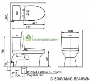 Bồn Cầu 2 Khối Xả Nhấn Inax C-504VAN