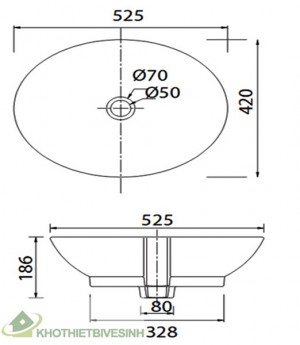 Chậu Rửa Đặt Bàn Lavabo Viglacera BS415