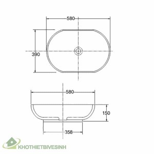 Chậu Rửa Đặt Bàn Lavabo Viglacera CD15