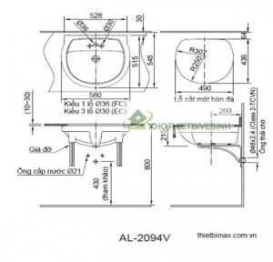 Chậu Rửa Âm Bàn Inax AL-2094V(EC/FC)