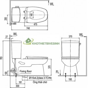 Bồn Cầu 2 Khối Inax AC-838VN Xả Gạt