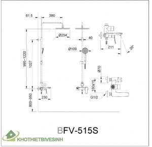 Bộ Sen Cây Cao Cấp Inax BFV-515S Nóng Lạnh