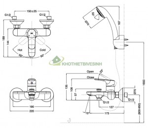 Vòi Hoa Sen Inax BFV-1403S-7C Nóng Lạnh