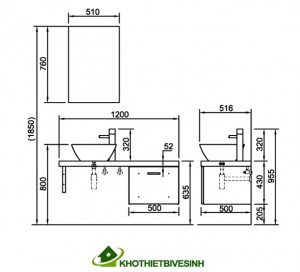 Bộ Tủ Chậu Cao Cấp Inax CB1206-5QF-B Màu Gỗ Đậm