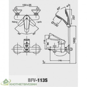 Vòi Hoa Sen Nóng Lạnh Inax BFV-113S