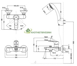 Vòi Hoa Sen Inax BFV-1403S-8C Nóng Lạnh