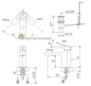 Vòi Chậu Lavabo Inax LFV-6002S Nóng Lạnh