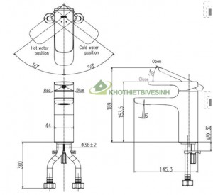 Vòi Rửa Mặt Lavabo Inax LFV-632S Nóng Lạnh