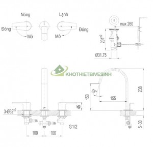 Vòi Lavabo Inax LFV-7100B Nóng Lạnh 