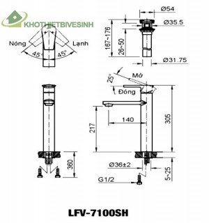 Vòi Chậu Lavabo Inax LFV-7100SH Nóng Lạnh