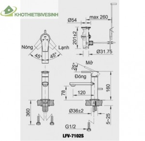 Vòi Chậu Lavabo Inax LFV-7102S Nóng Lạnh