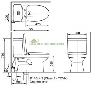 Bồn cầu 2 khối Inax AC-504VWN xả nhấn