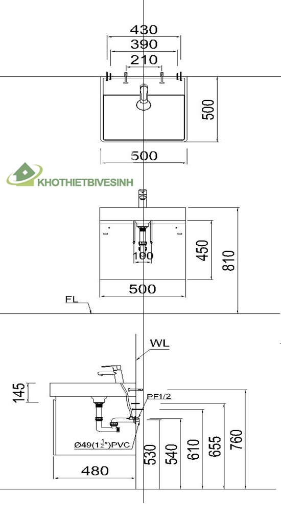 Nội, ngoại thất: Chậu Lavabo tủ Caeser LF5380+EH051V Ban-ve-lavabo-Caesar-LF5380-EH051V