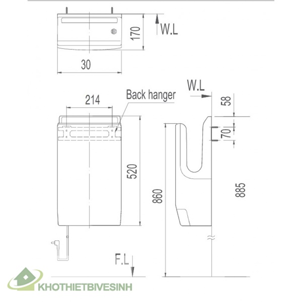 Bản Vẽ Máy Sấy Tay Tự Động Inax JT-1000