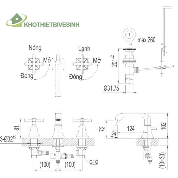 Bản vẽ sen tắm gắn bồn inax LFV-8100B