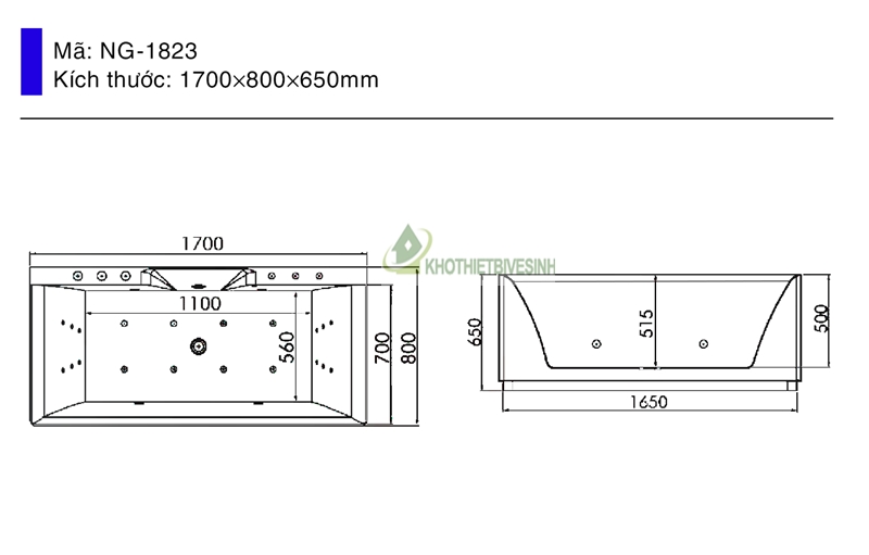 bản vẽ bồn tắm nofer ng-1823