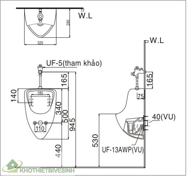 Nội, ngoại thất: Bồn Tiểu Treo Tường Inax U-440V Ban-ve-bon-tieu-U-440V