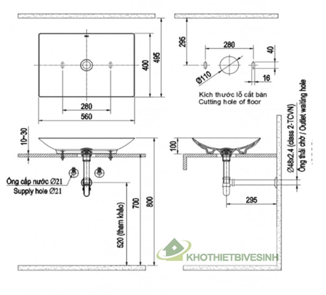 Bnả vẽ Chậu rửa đặt bàn INAX AL-S610V