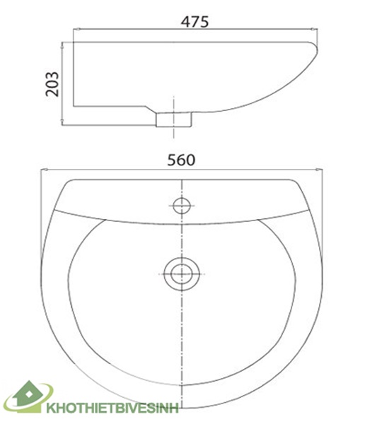 Bản vẽ Chậu Rửa Mặt Lavabo Viglacera BS409