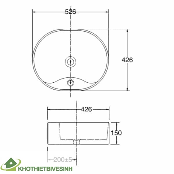 Bản vẽ chậu rửa đặt bàn CD19
