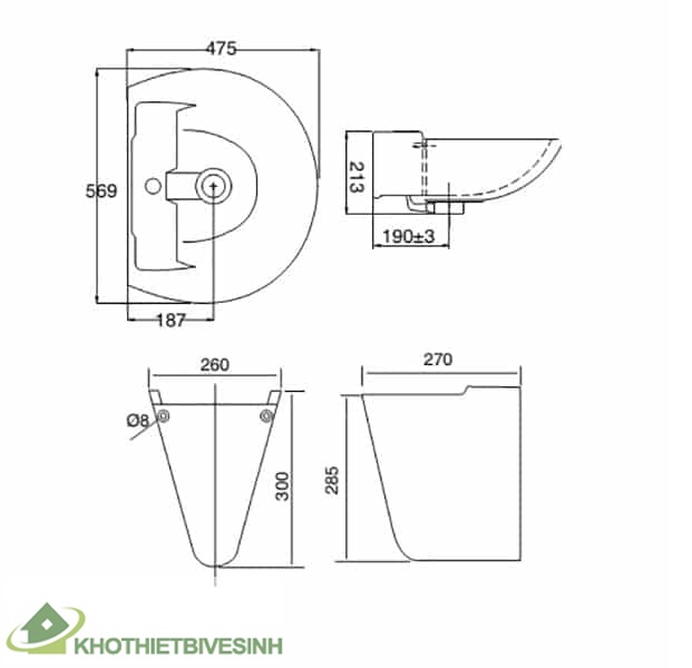 Bản vẽ chậu rửa viglacera VI5