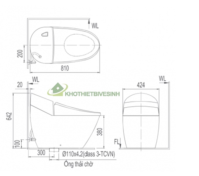 bản vẽ kĩ thuật Inax AC-2700+CW-KB22AVN