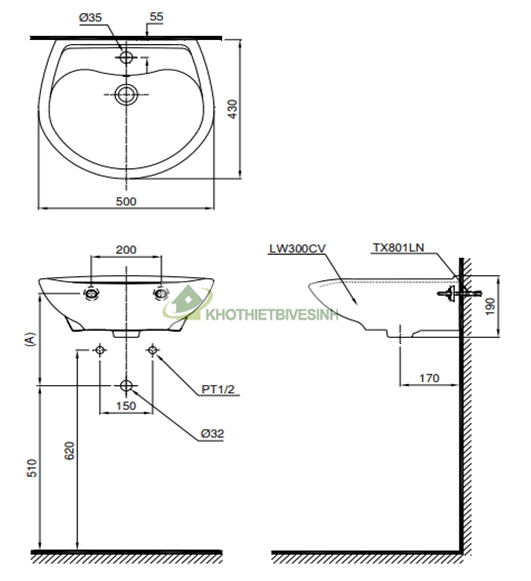 bản vẽ chậu lavabo lt300c