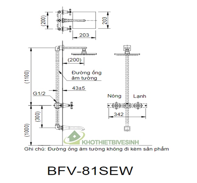 Bản vẽ Sen Tắm Âm Tường Inax Cao Cấp BFV-81SEW