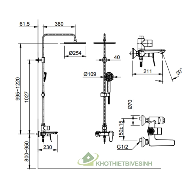 Vòi sen tắm nóng lạnh Inax  BFV515S