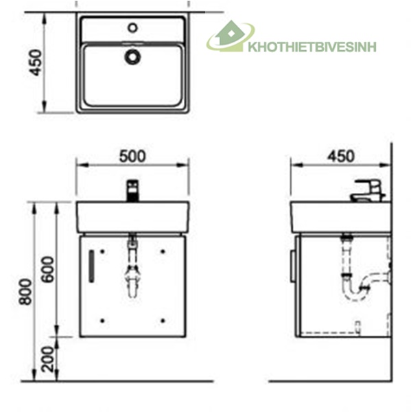 Bản vẽ tủ chậu Inax CB0504-5QF-B