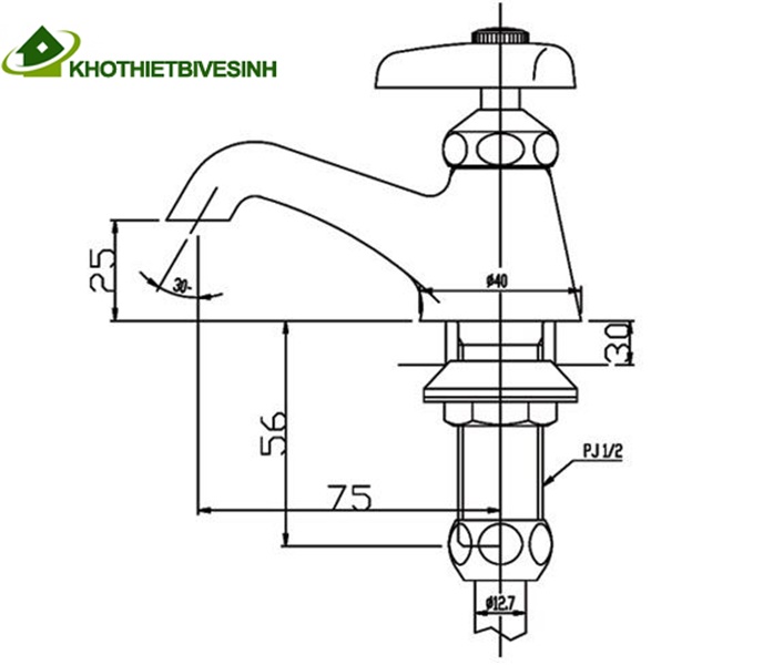 Bản vẽ Vòi Chậu Lavavbo Inax LF-1 Nước Lạnh