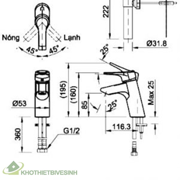 Vòi Chậu Lavabo Inax LFV-6012S Nóng Lạnh