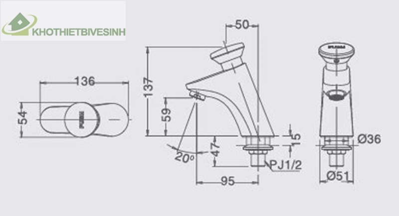 Nội, ngoại thất: Vòi Ngắt Tự Động Inax LFV-P02B Nước Lạnh Ban-ve-voi-LFV-P02B