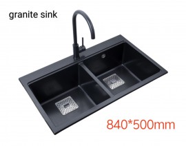 Chậu rửa bát bằng đá 2 hố 840x500