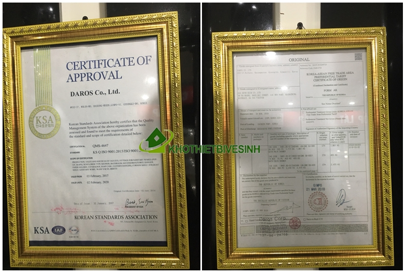 Chứng chỉ sen tắm Daehan DU-5030N