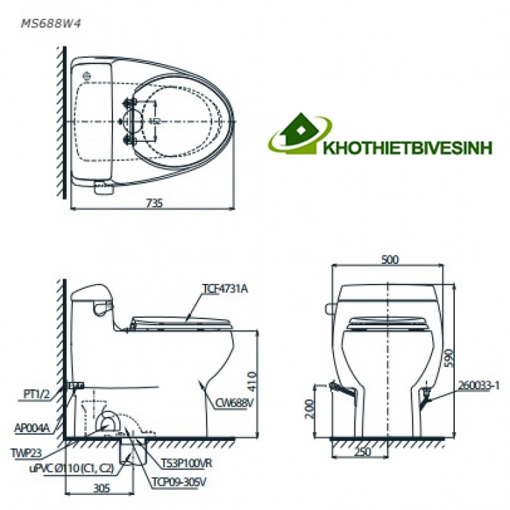 Nội, ngoại thất: Bồn cầu điện tử Toto MS688W4 Toto-ms688w4a-sodo